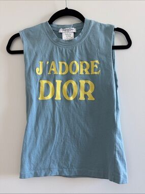 Vintage Dior J'Adore Sleeveless Tee in Light Blue